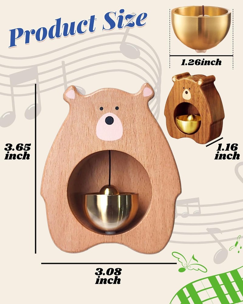 BovcTrraann Magnetic Shopkeepers Bell - Handcrafted Wooden Door Chime for Home, Garden, Porch, or Backyard, Rustic Housewarming Gift for Room or Outdoor Decor (Teddy Bear-Shaped) - Image 2